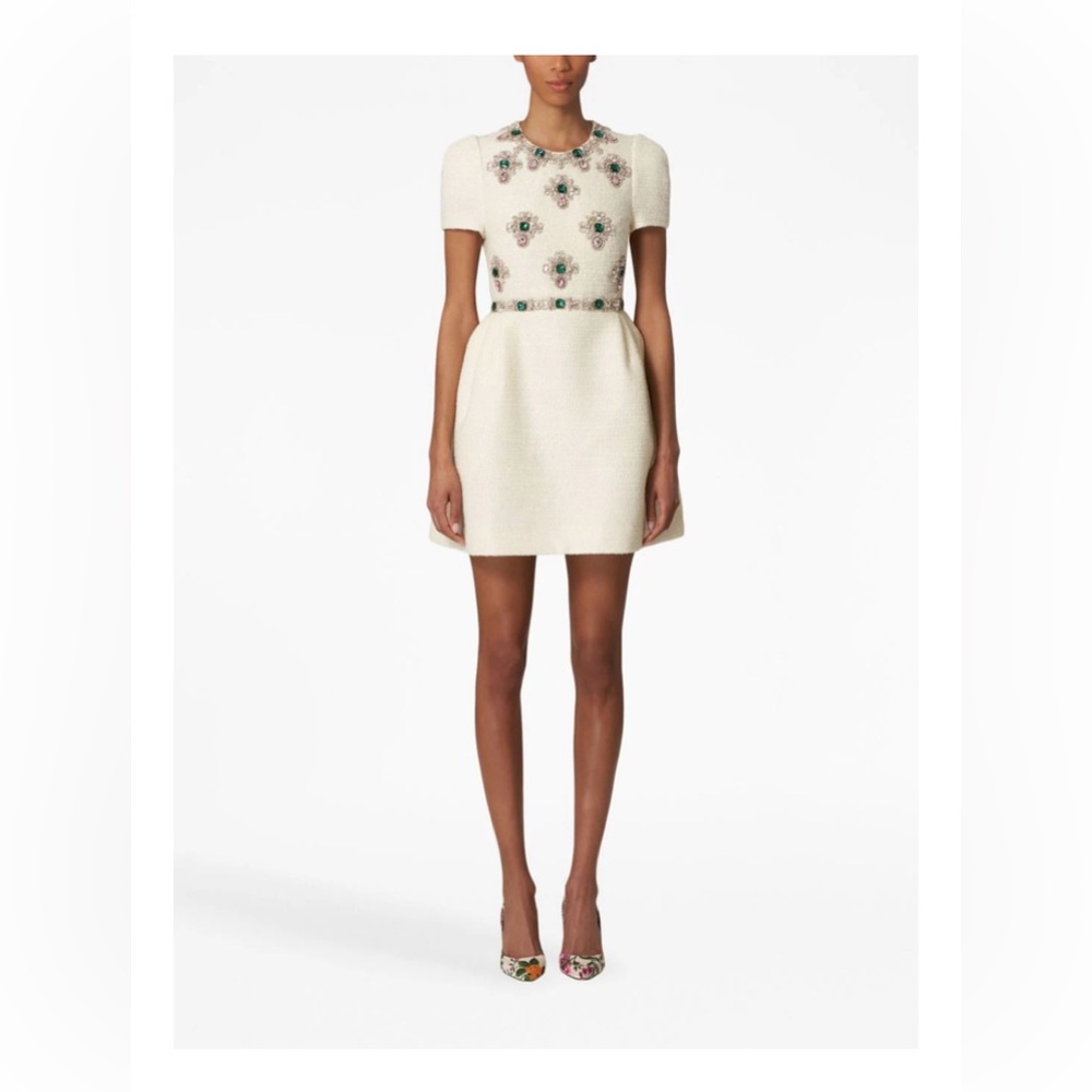 Carolina Herrera Crystal Embellished Tweed minidress